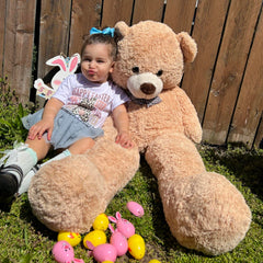 MorisMos giant teddy bear soft brown fur closeup highlighting buttery texture