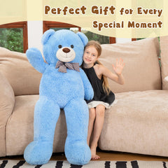 MorisMos blue teddy bear unboxing moment sparks joy and gift excitement.