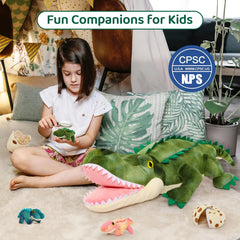MorisMos plush alligator 23-6-inch size, a standout plush for display and bedtime.