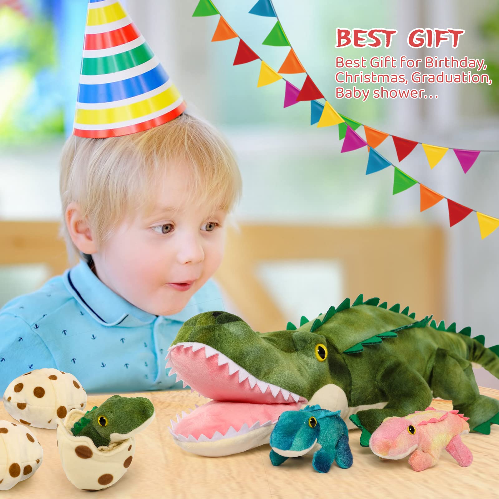 MorisMos gift-ready crocodile with babies, a thoughtful surprise for birthday or baby shower.