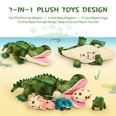 MorisMos plush alligator zipper tummy, easy access to the eggs and babies.