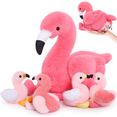 MorisMos 18-inch mommy flamingo plush for cuddling and imaginative play
