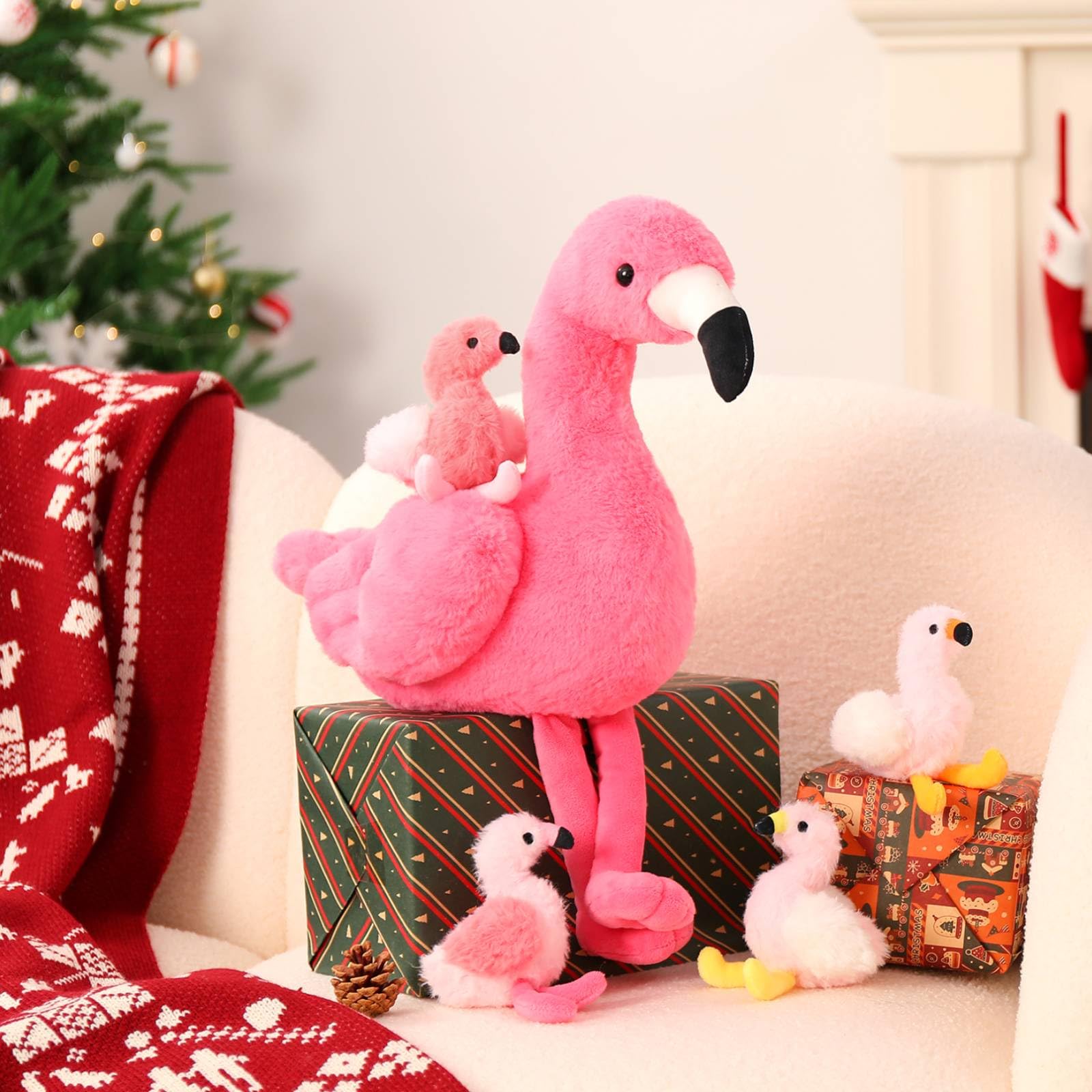 Soft pink MorisMos flamingo plush fabric for gentle hugs