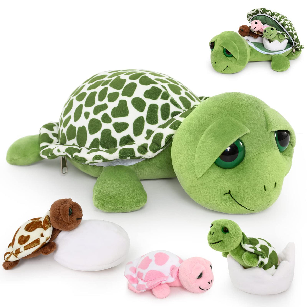 MorisMos sea turtle mommy with babies, ultra soft and cuddle-ready for kids.