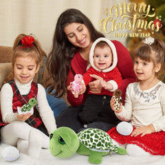 MorisMos soft plush turtle fabric, safe cuddle buddy for naps and bedtime.