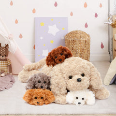 MorisMos soft curly fur dog plush ideal for cuddling during playtime and bedtime.