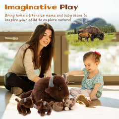 MorisMos bison babies nestled with mommy for cozy hugs and imaginative storytelling