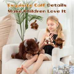 MorisMos bison family plush set shown in a wild-themed room decor
