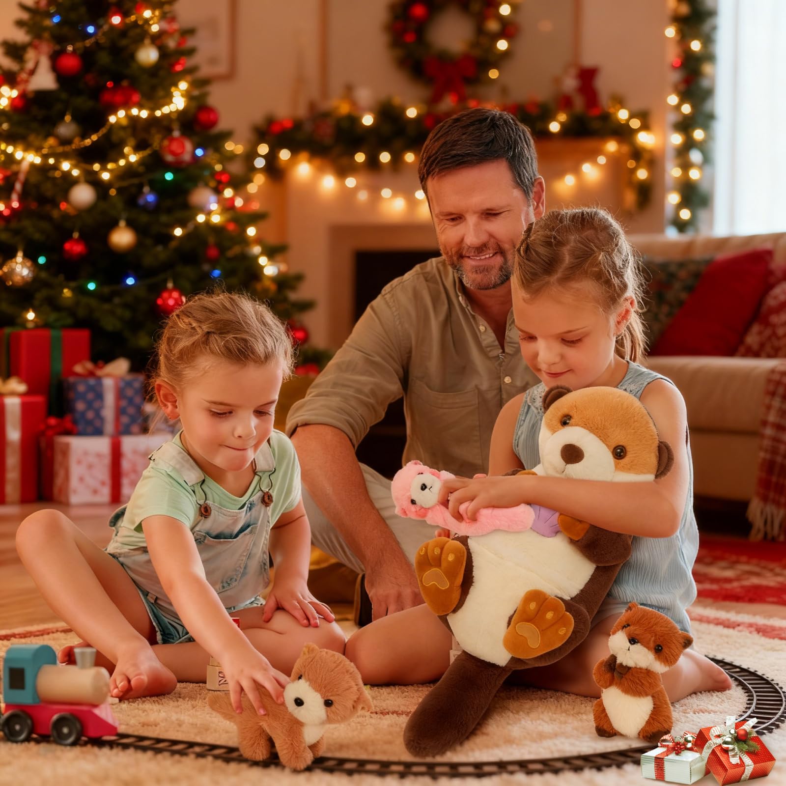 MorisMos brown standing otter plush for active imagination and hugs.