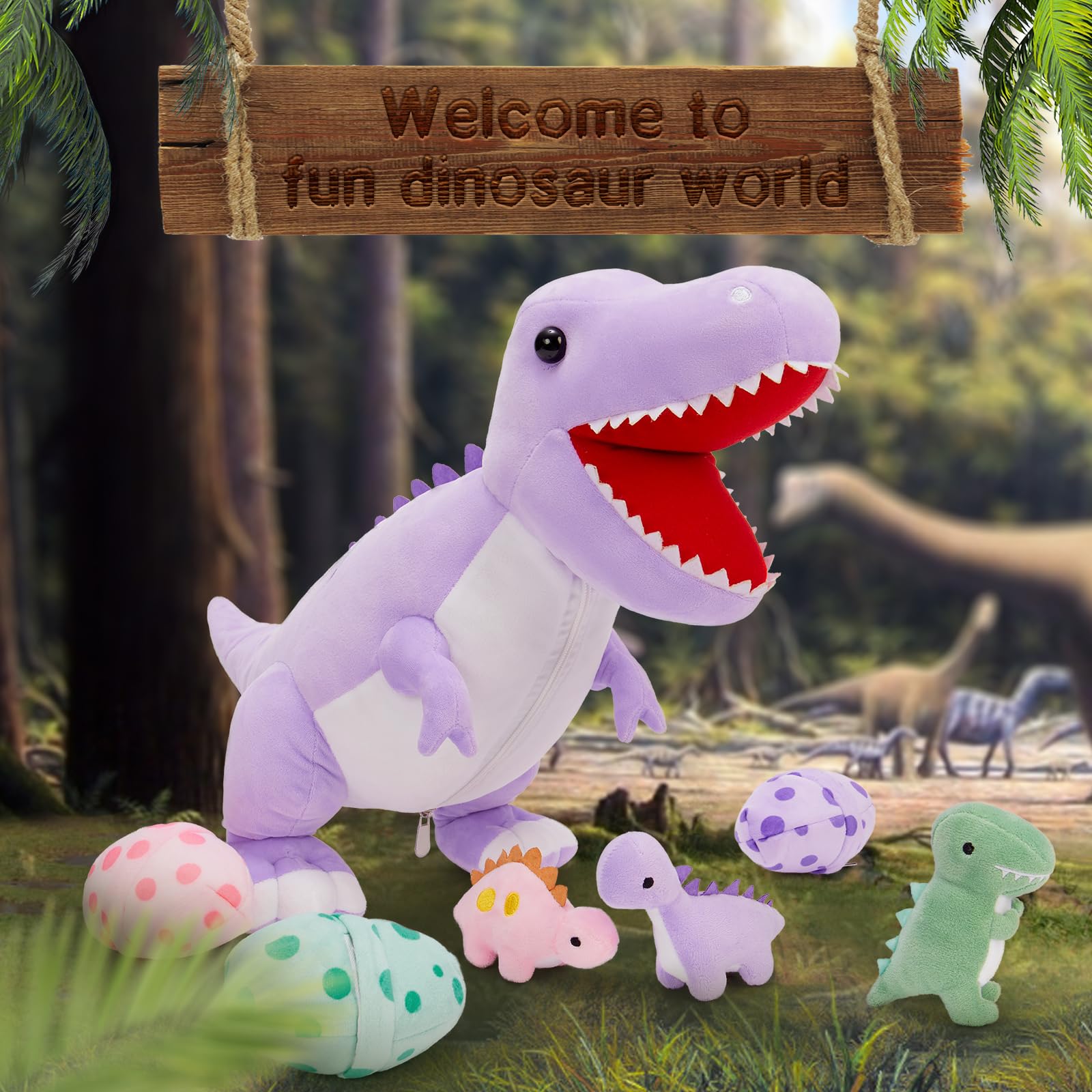 MorisMos dinosaur eggs inside the belly feature playful baby dinos for stories