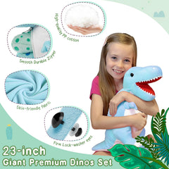 MorisMos family of dinos decorates shelves and inspires room play.