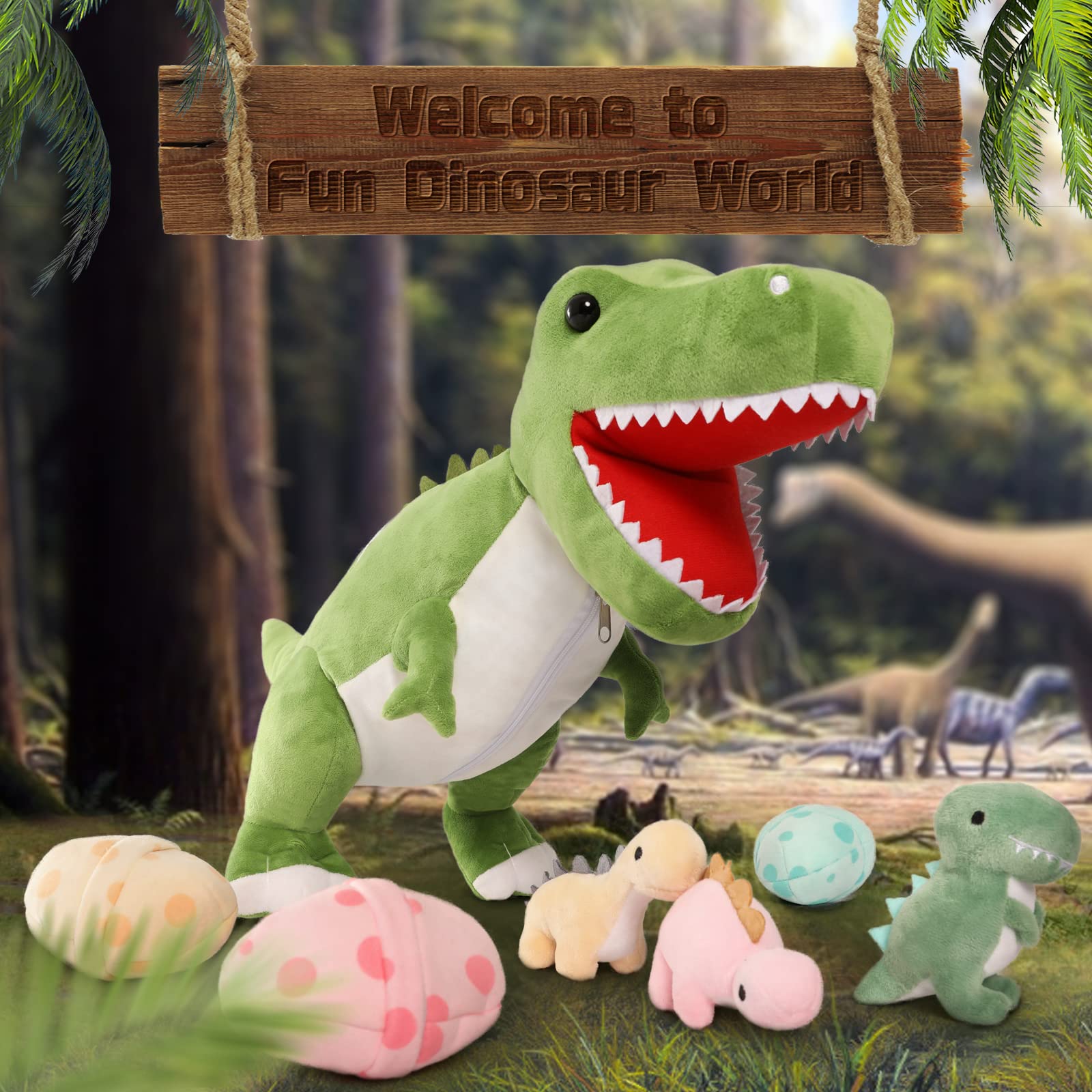 MorisMos baby dino plush set close-up for soft fabric