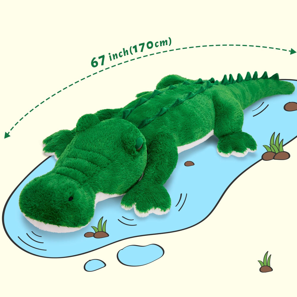 MorisMos giant alligator bed-lounge pose, perfect for naps.