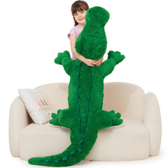 MorisMos giant alligator plush seen from the front, a bold centerpiece.