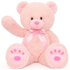 MorisMos pink giant bear offers cozy snuggle moments.