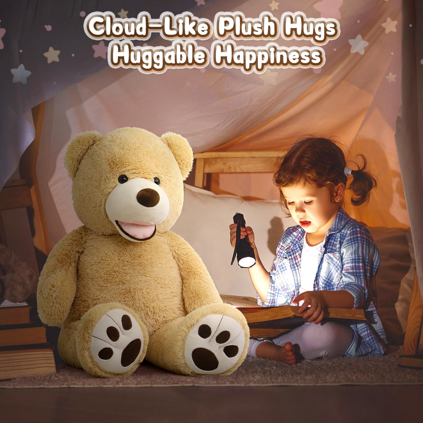 The 39-inch MorisMos bear looms large, adding a warm, comforting presence to any room.