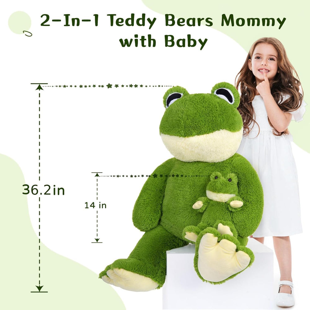MorisMos gift-decor frog plush pair enhances baby showers and room décor.