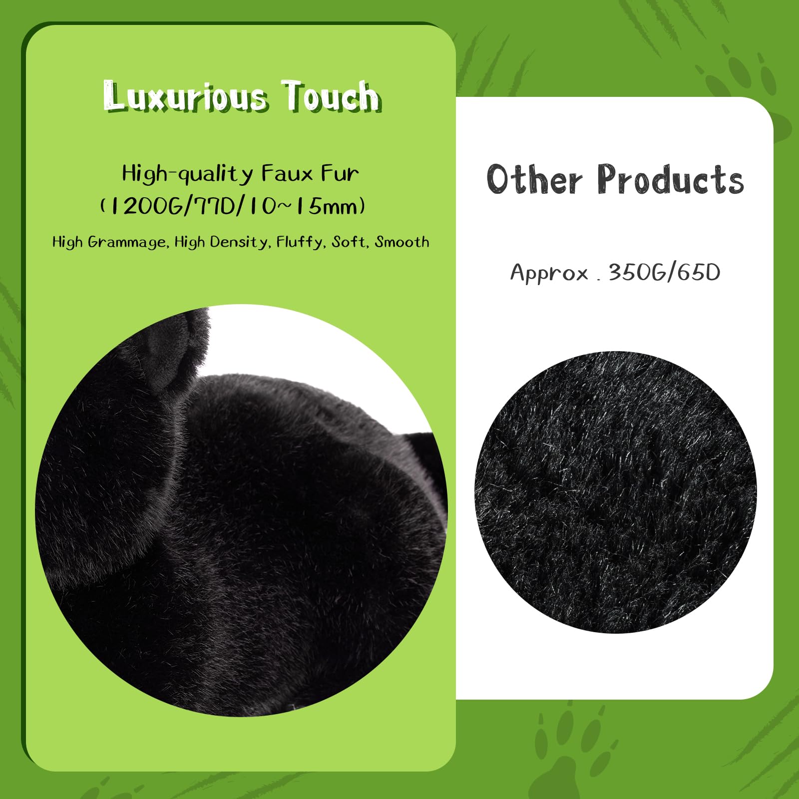 MorisMos plush fabric texture close-up highlights premium softness.