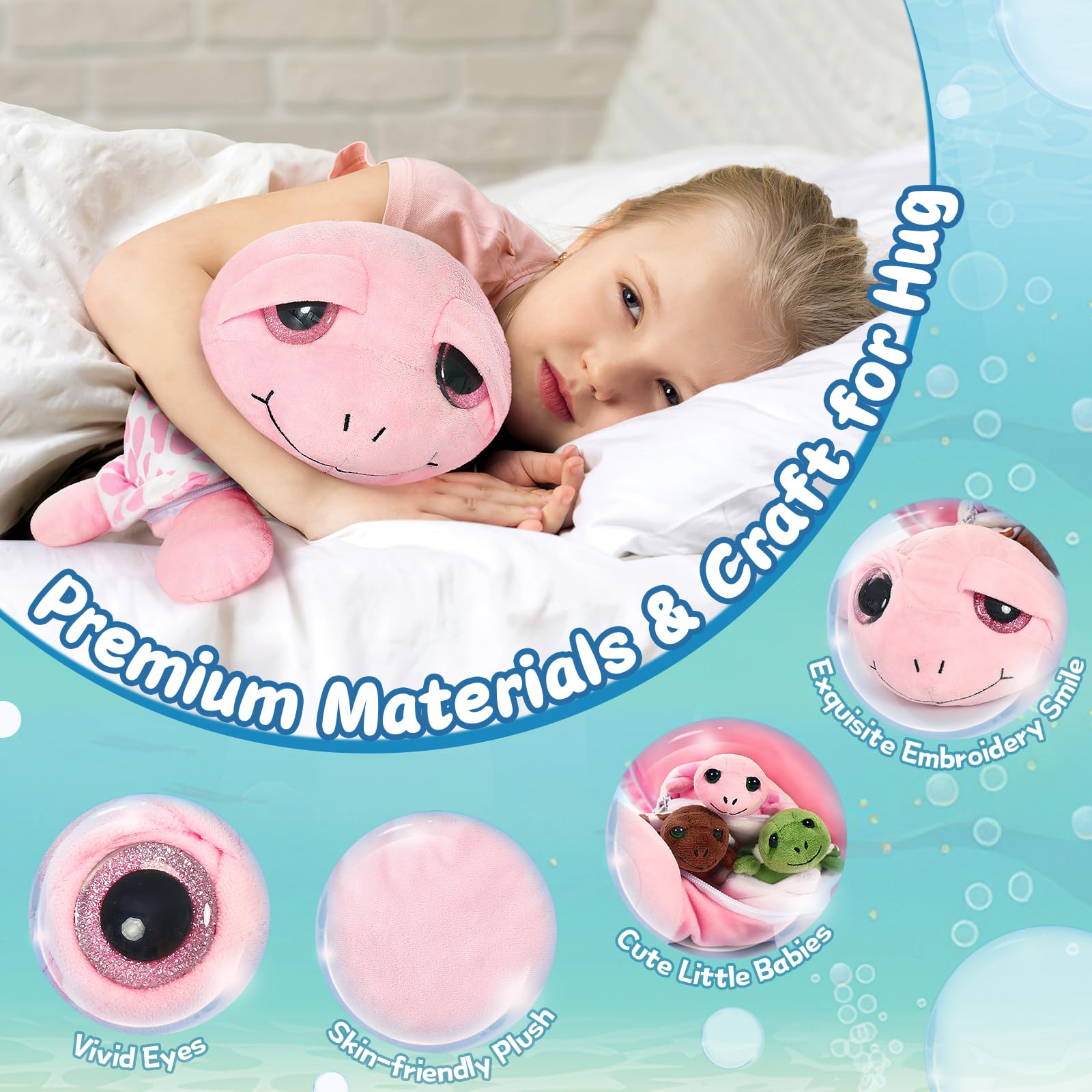 MorisMos soft plush fabric offers gentle hugging and comfort.