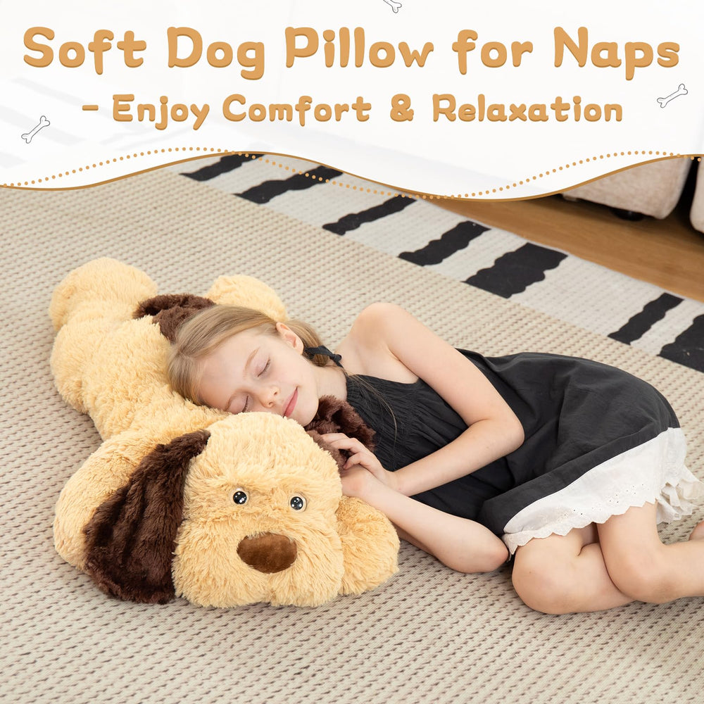MorisMos sleepy eyes dog pillow, ideal for a cozy reading nook or nap time.