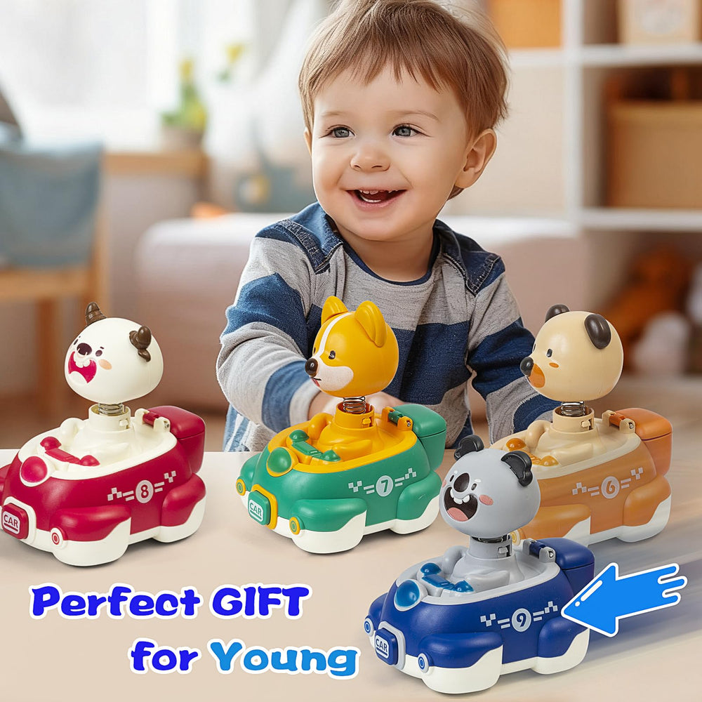 Moritakk colorful cartoon pet design on toddler race cars.