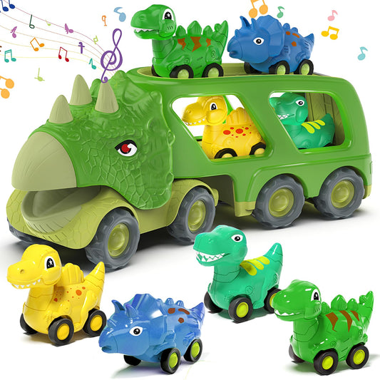 Moritakk dinosaur truck toy front view, bright colors inviting imagination