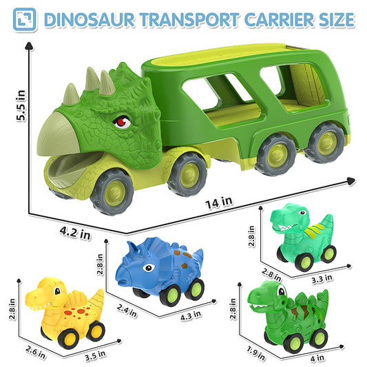 Moritakk dinosaur truck toy side view showing durable ABS build