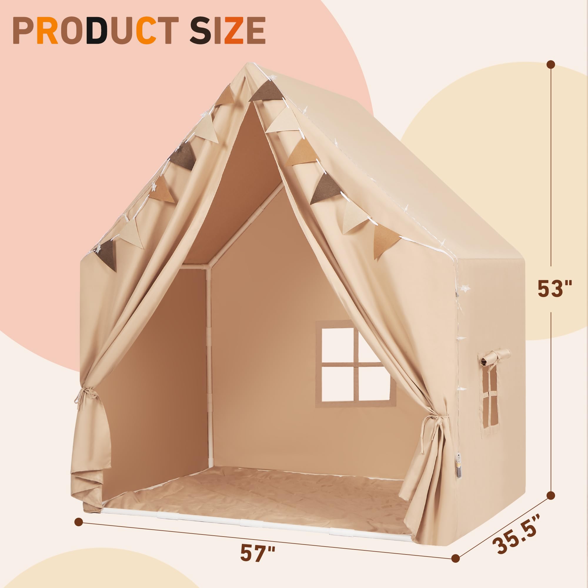 MORITECK play tent shows large dimensions for multiple kids