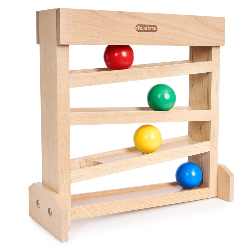 Moriteck Montessori Ball Drop Toy wooden ball tracker for early color learning and dexterity