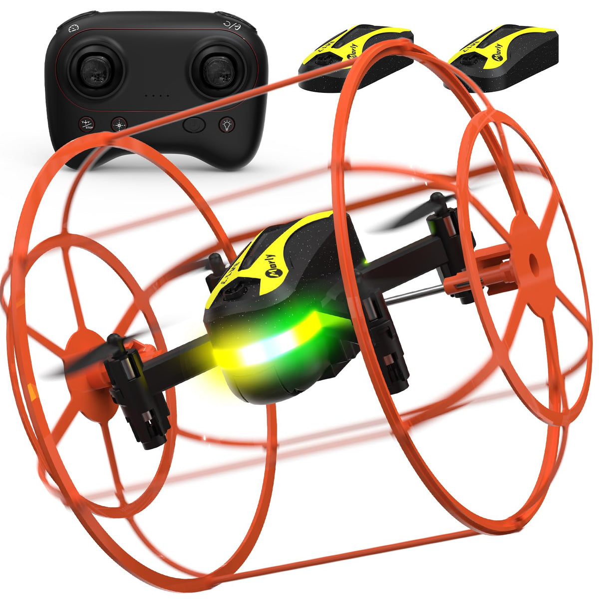 Morlyrctooy M17 drone with one-key takeoff for easy beginner flight indoors.