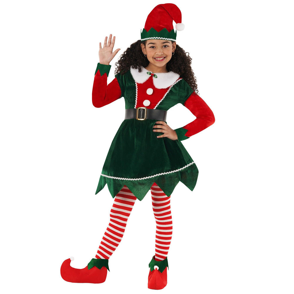 Morph Elf Costume red boot covers finish with cozy flexibility.