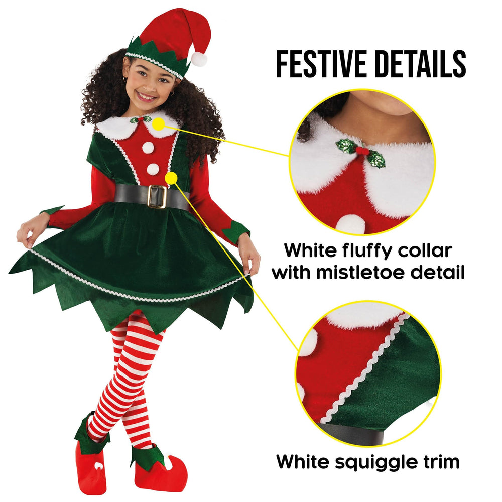 Morph Elf Costume red and white striped tights deliver cheerful color.