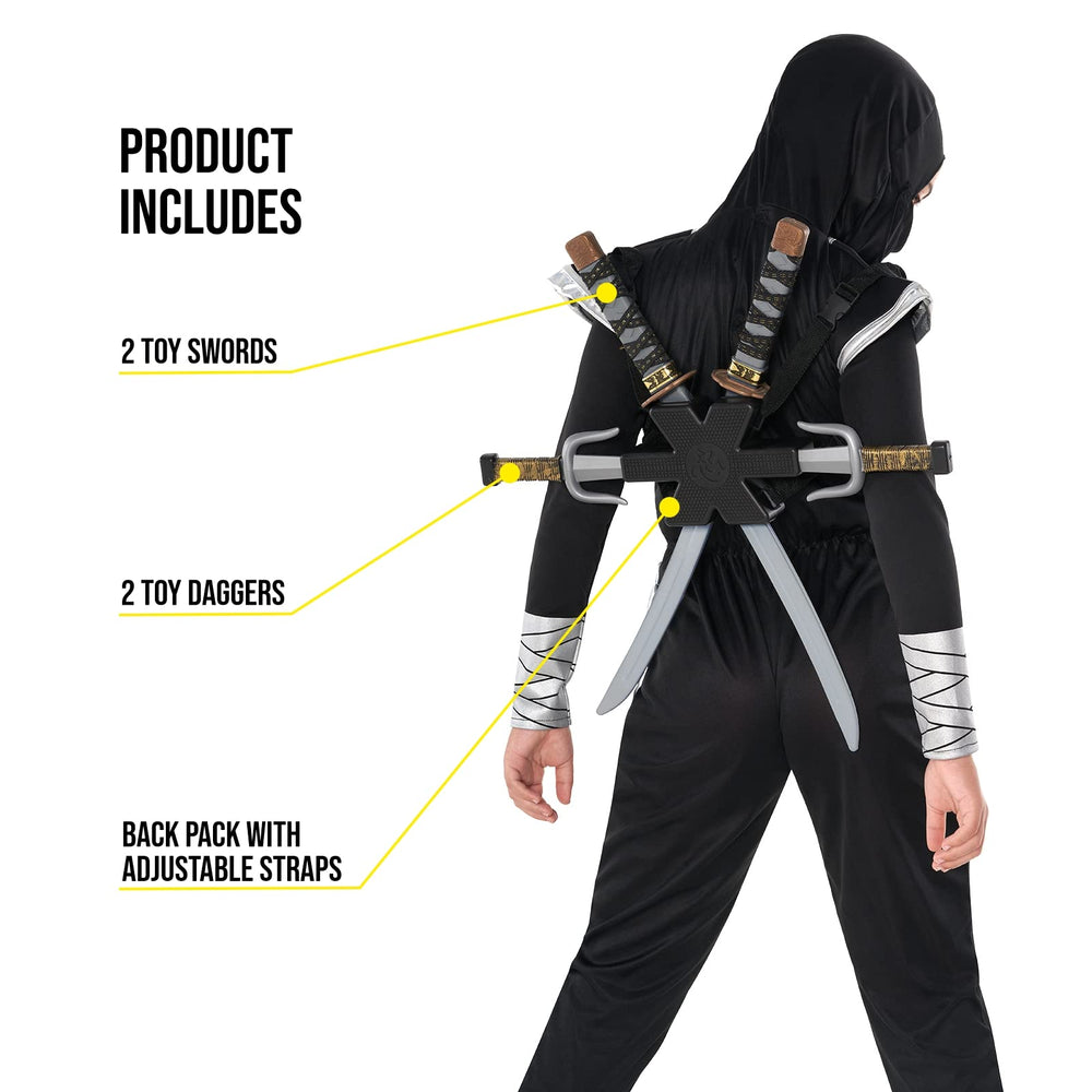 Morph ninja back strap harness keeps weapons within reach during action-packed games