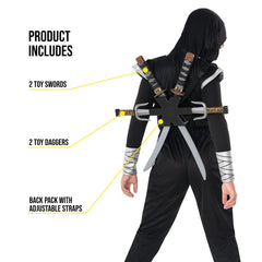 Morph ninja back strap harness keeps weapons within reach during action-packed games