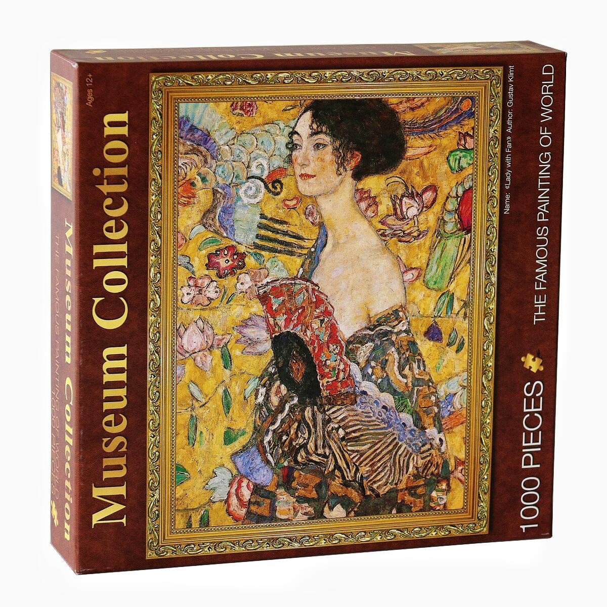 Moruska Lady with Fan puzzle close-up highlighting vibrant colors for art lovers.