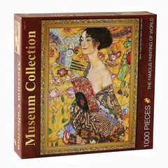 Moruska Lady with Fan puzzle close-up highlighting vibrant colors for art lovers.