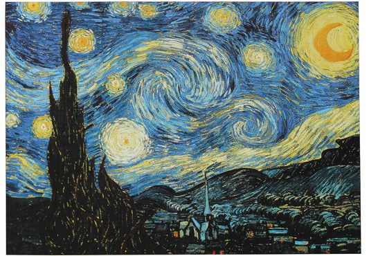 Moruska Starry Night 1000-piece puzzle full-view for immersive Van Gogh art experiences