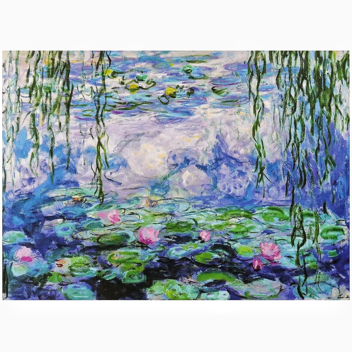 Moruska Water Lilies Monet puzzle pieces spread to aid focus while solving