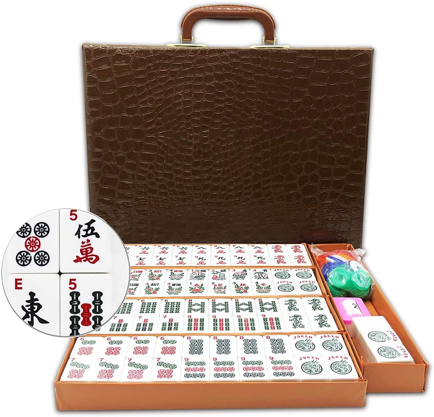 Mose Cafolo American Mahjong tiles with white engraving for clear gameplay.