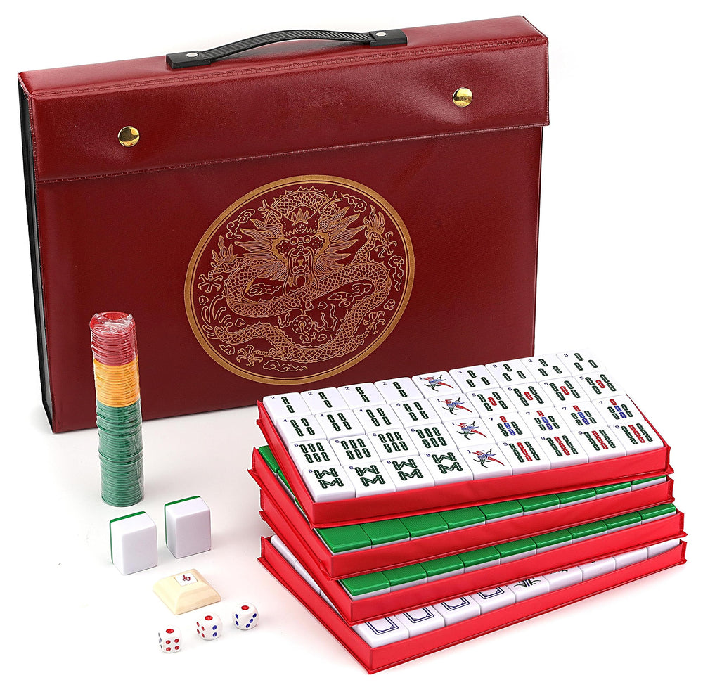 Mose Cafolo Mahjong XL tiles in case for easy travel storage.