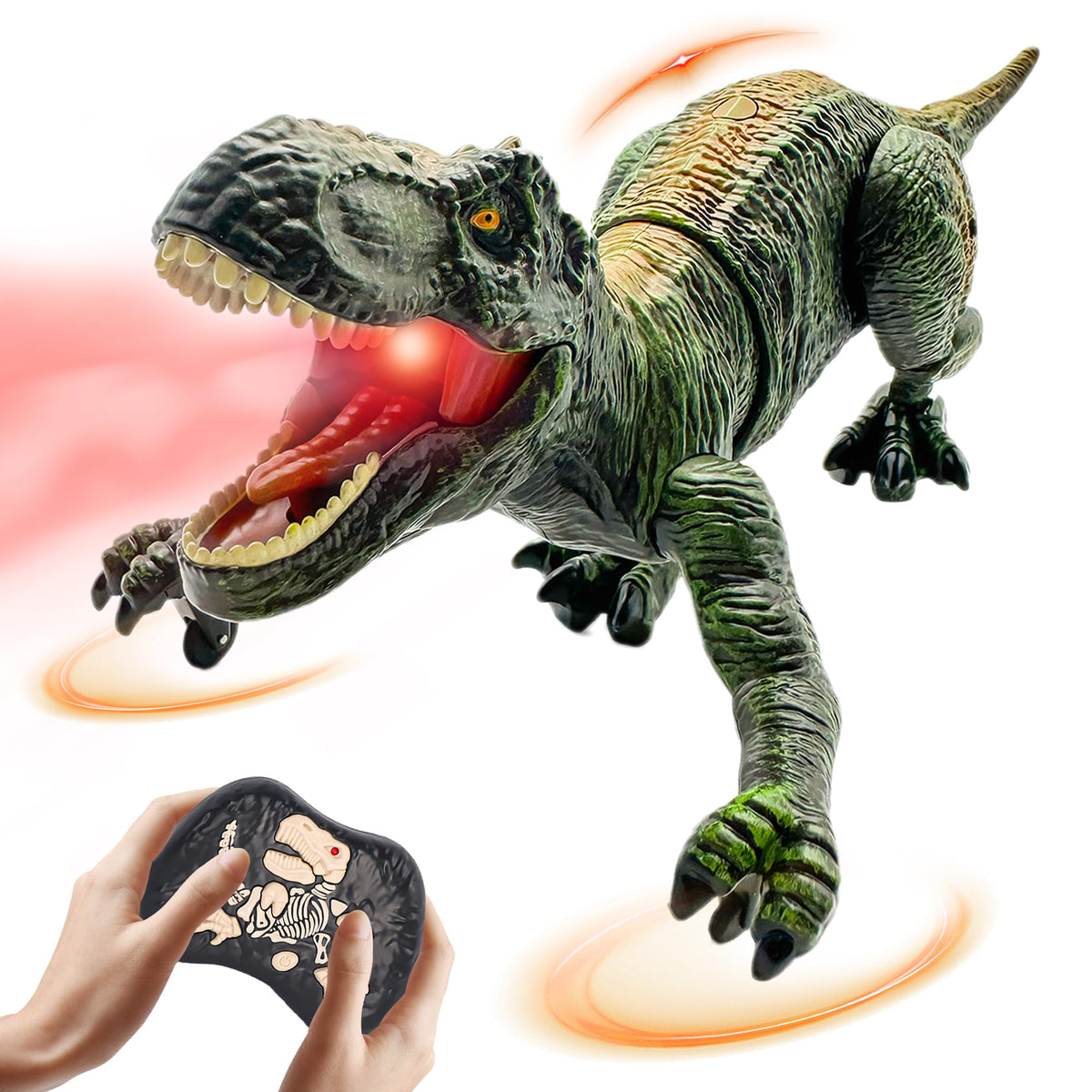Moskiddo RC T-Rex walking action for active imaginative play.