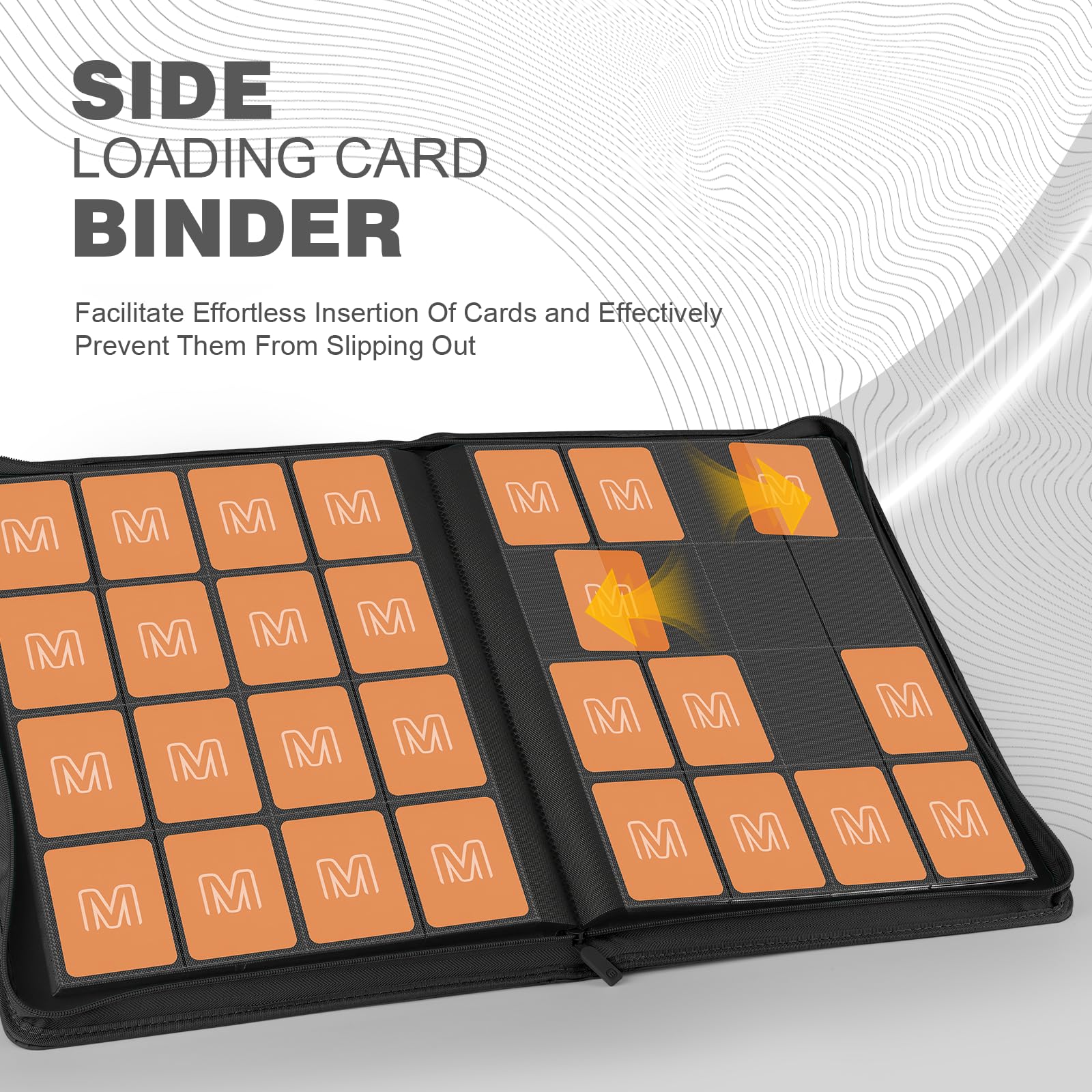 MOSLA 32-page layout with double-sided pockets for high-capacity storage.