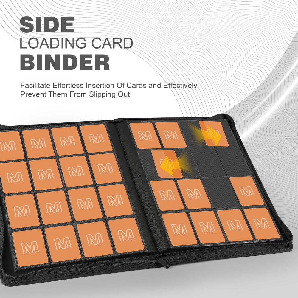 MOSLA 32-page layout with double-sided pockets for high-capacity storage.