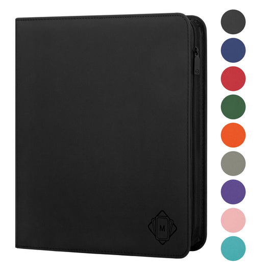 MOSLA binder opened to reveal 30 double-sided pages for organized card storage.
