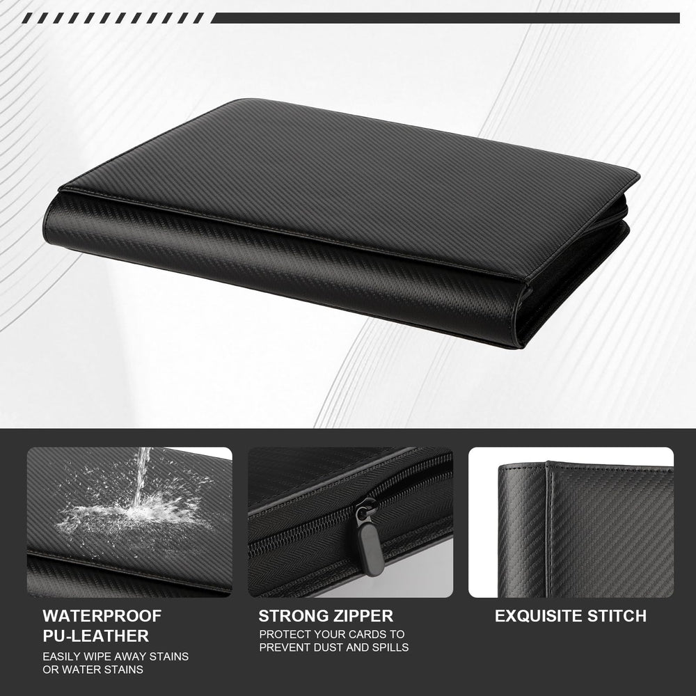 Interior pockets designed for sleeved cards keep contents organized.