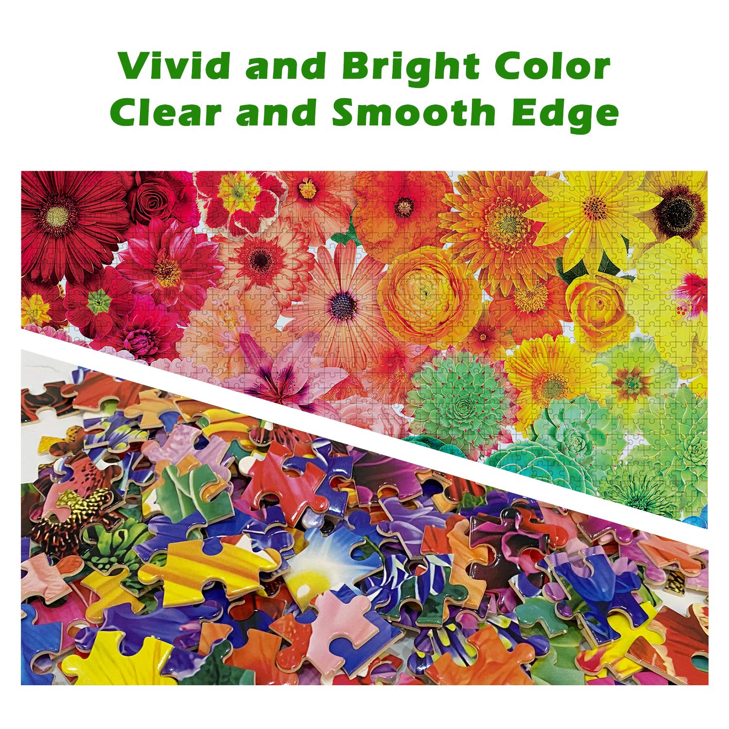 Mosro Detailed rainbow flowers puzzle provides immersive viewing.