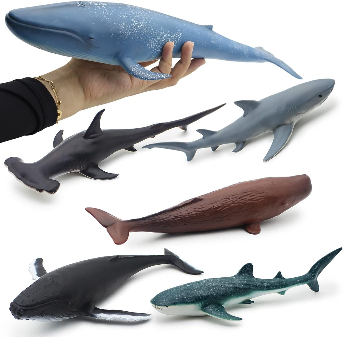 Mostop blue whale figure for imaginative ocean play and learning.