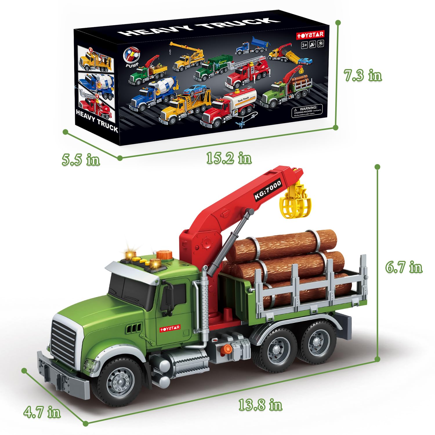 Mostop gift-ready logging truck toy, ideal for birthdays and holidays.