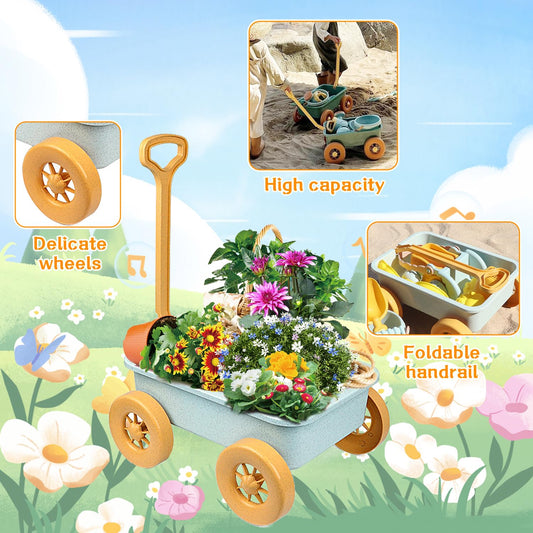 Mostop Kids Gardening Tools shovel shows sturdy wooden handle ideal for digging