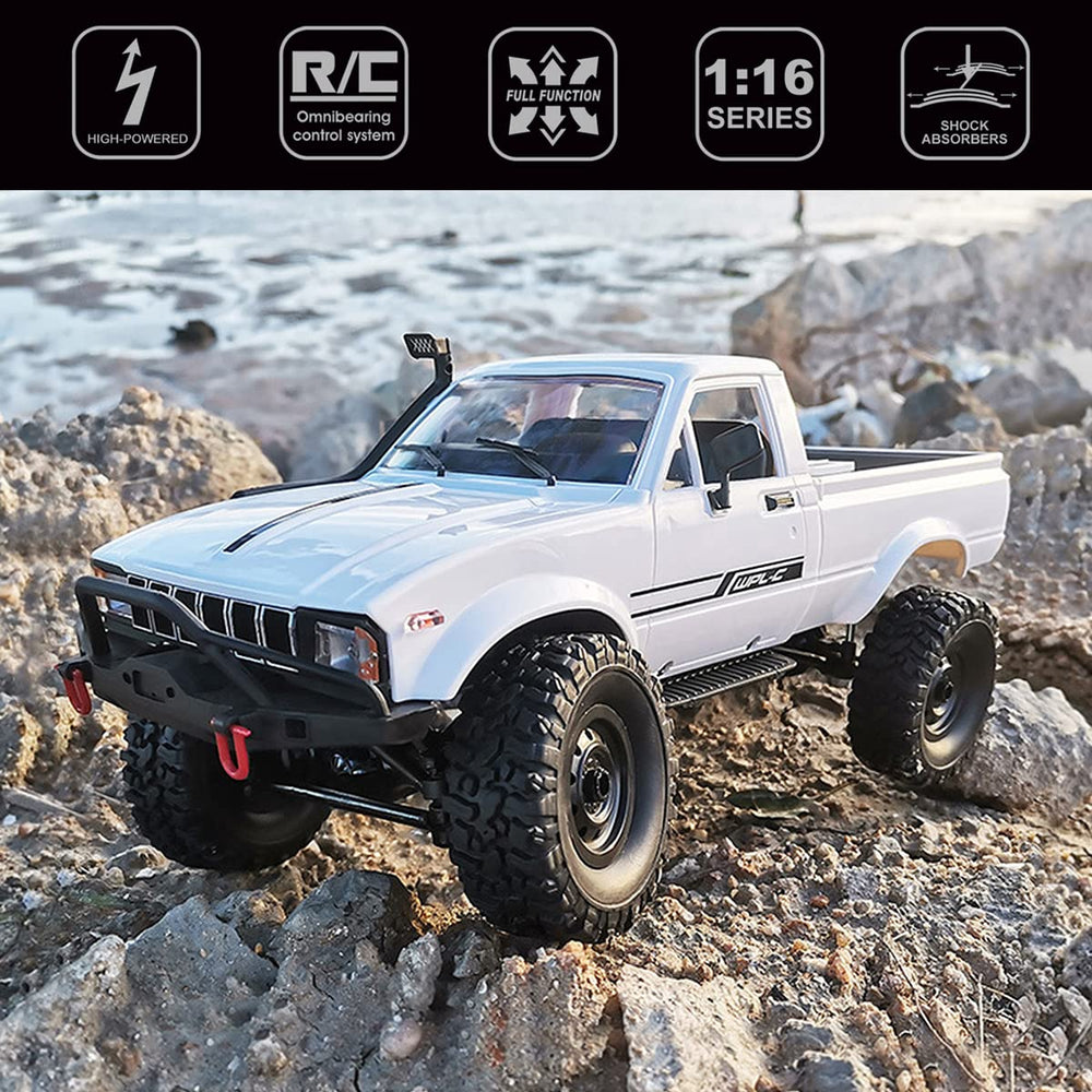 Mostop RC Crawler 1/16 rear view highlights durable construction and rugged capability.